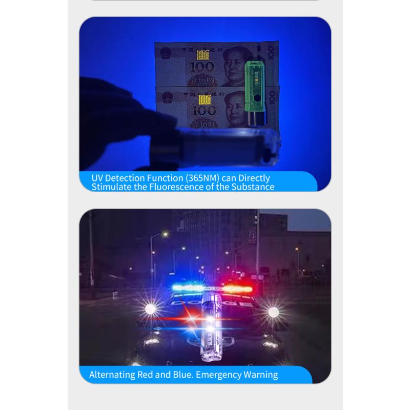 GT13 TIKI Mini Schlüsselanhänger Licht USB-wiederaufladbare tragbare Beleuchtung UV-Licht für den Außenbereich