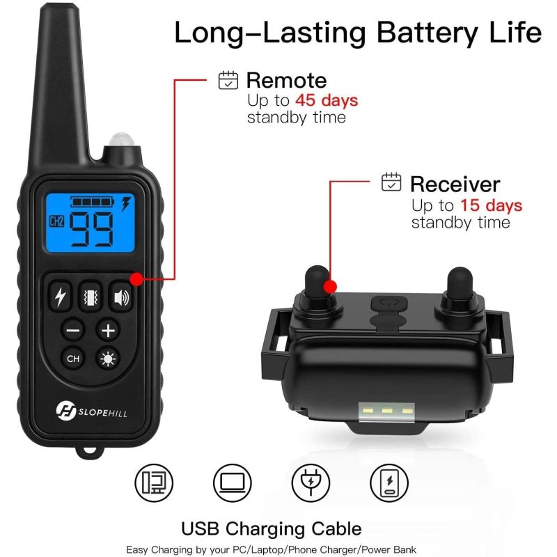 800m Electric Hunde-Trainingskragen PET-Fernbedienung wasserdicht wiederaufladbar mit LCD-Anzeige für alle Größenschlag-Schwingungsklang