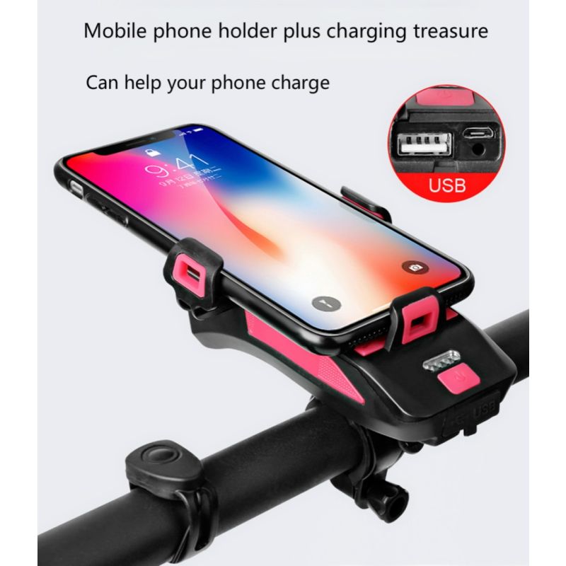 Fahrradlicht Multifunktions 4 in 1 Fahrradlicht 800 Lumen Fahrrad Taschenlampe Fahrrad Horn Telefon Halter Power Bank Fahrrad Frontlicht