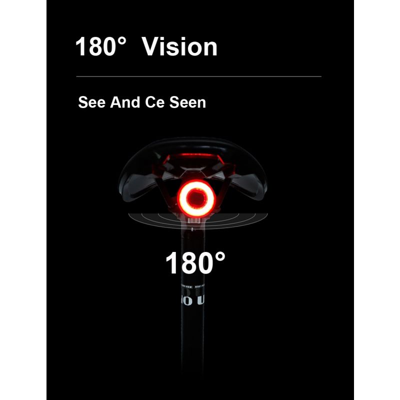 Smart Fahrradschwanz Rücklicht Auto Start Anschlag Bremse IPX6 Wasserdichte USB-Ladung Radfahren Tail Taislight Bike LED-Leuchten