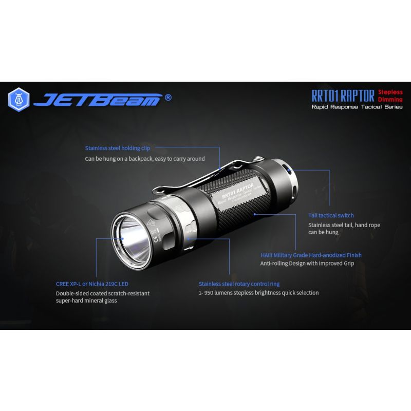 JetBeam Jet-RRT01 XP-L 950 LUMEN LED EDC Taschenlampe