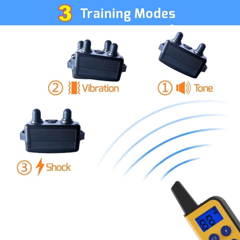 2020 neue 1000m Electric Hunde-Trainingskragen PET-Fernbedienung wasserdicht wiederaufladbar mit LCD-Anzeige für alle Größe Bark-Stop-Halsbänder