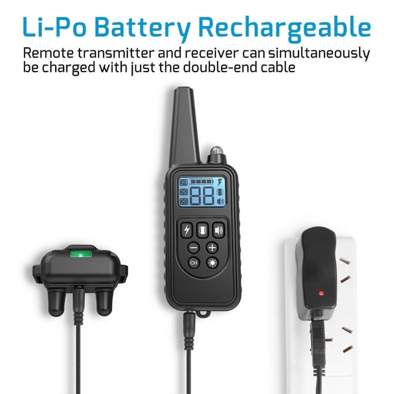 800m Electric Hunde-Trainingskragen mit LCD-Display-PET-Fernbedienung wasserdicht wiederaufladbare Halsbänder für den Schockschwingungsklang