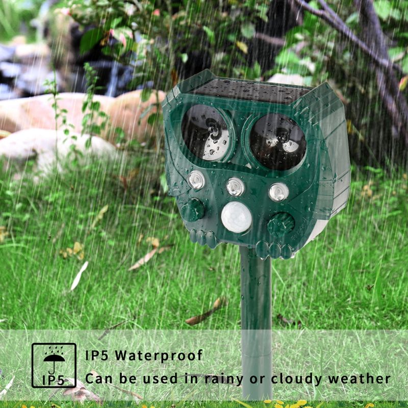 Tier Repeller Ultraschall Solar Power Vogel Hund Katze Stinktier Wild Waschbärabweisend