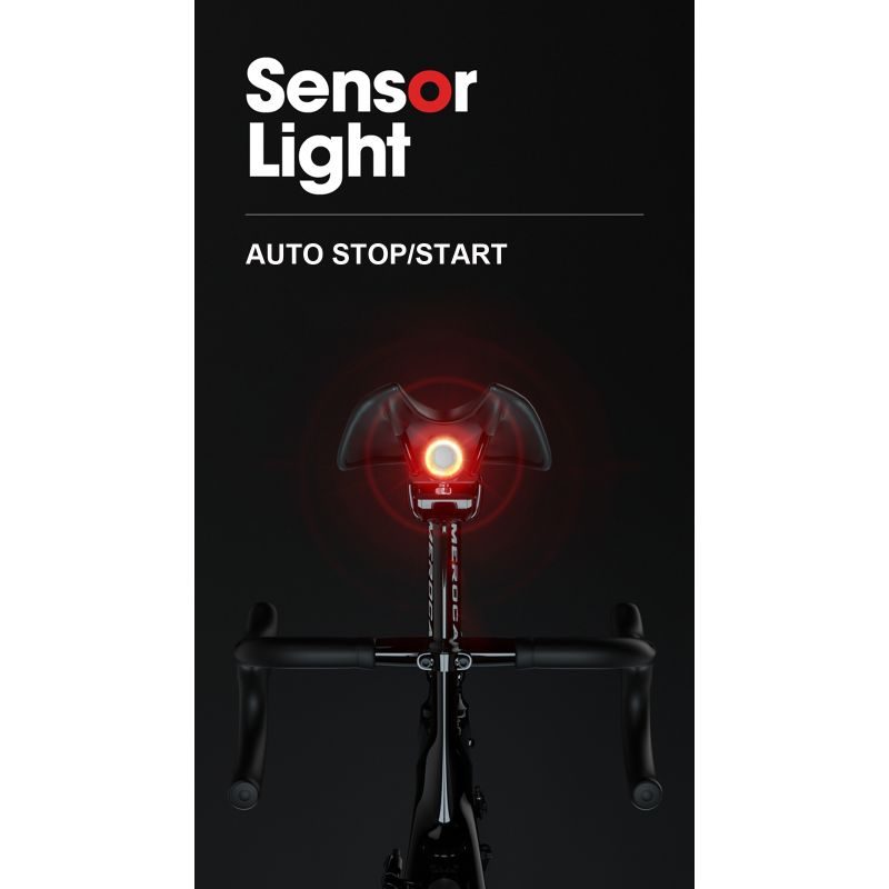 Smart Fahrradschwanz Rücklicht Auto Start Anschlag Bremse IPX6 Wasserdichte USB-Ladung Radfahren Tail Taislight Bike LED-Leuchten