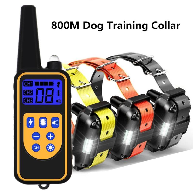 800YD Elektrische Remote-Hunde-Trainingskragen wasserdicht wiederaufladbares LCD-Display für alle Größen-Piepton-Schockschwingungsmodus