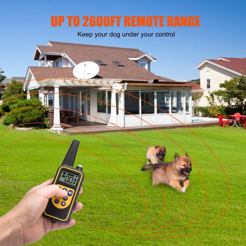 800YD Elektrische Remote-Hunde-Trainingskragen wasserdicht wiederaufladbares LCD-Display für alle Größen-Piepton-Schockschwingungsmodus