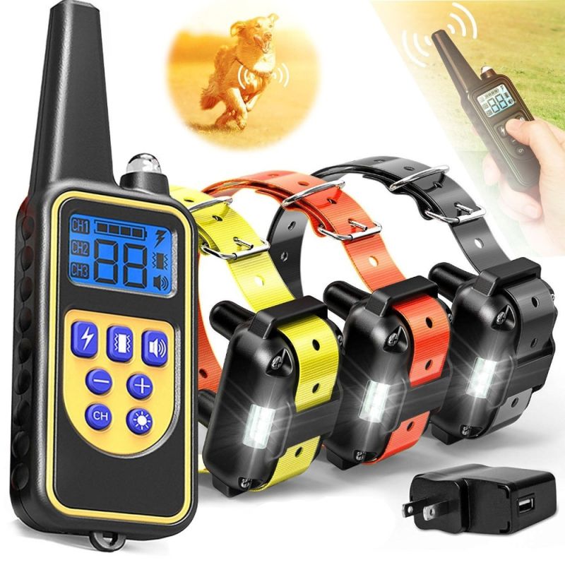 800YD Elektrische Remote-Hunde-Trainingskragen wasserdicht wiederaufladbares LCD-Display für alle Größen-Piepton-Schockschwingungsmodus
