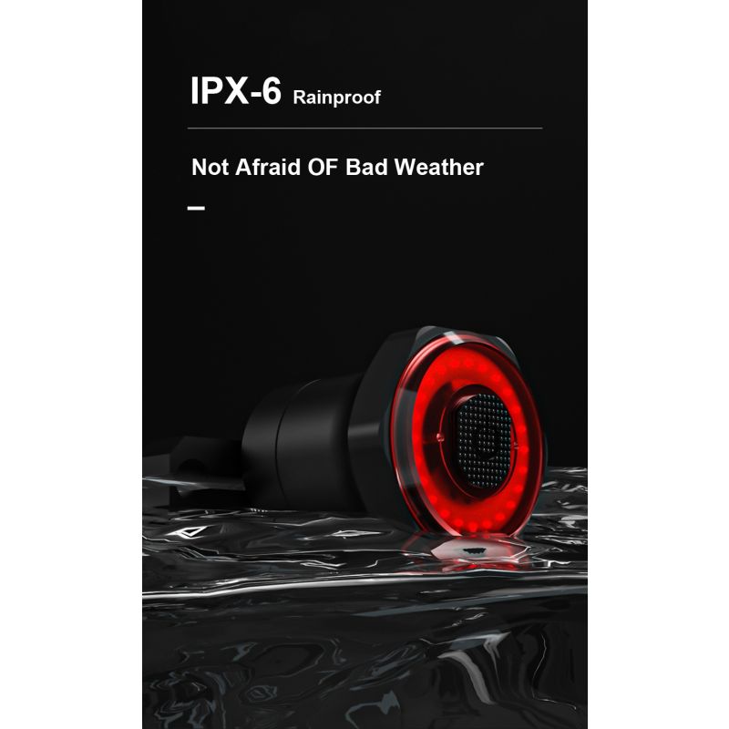 Smart Fahrradschwanz Rücklicht Auto Start Anschlag Bremse IPX6 Wasserdichte USB-Ladung Radfahren Tail Taislight Bike LED-Leuchten