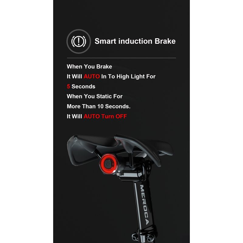 Smart Fahrradschwanz Rücklicht Auto Start Anschlag Bremse IPX6 Wasserdichte USB-Ladung Radfahren Tail Taislight Bike LED-Leuchten