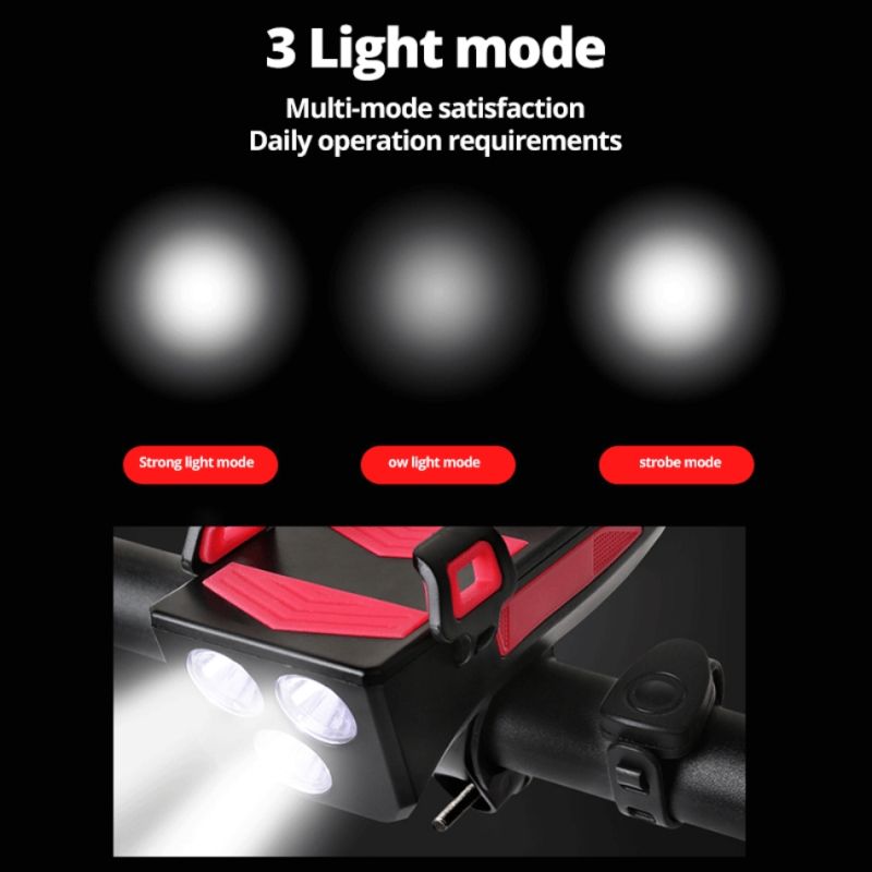 Fahrradlicht Multifunktions 4 in 1 Fahrradlicht 800 Lumen Fahrrad Taschenlampe Fahrrad Horn Telefon Halter Power Bank Fahrrad Frontlicht