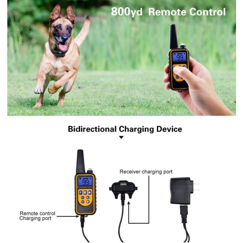 800YD Elektrische Remote-Hunde-Trainingskragen wasserdicht wiederaufladbares LCD-Display für alle Größen-Piepton-Schockschwingungsmodus