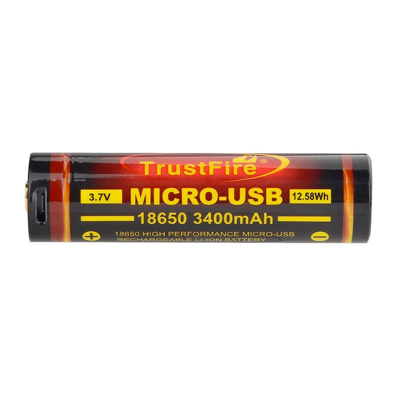 TrustFire 18650 3400mAh 3.7V Micro USB Wiederaufladbare Li-Ion-Batterie