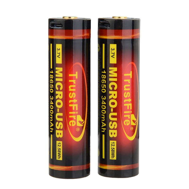 TrustFire 18650 3400mAh 3.7V Micro USB Wiederaufladbare Li-Ion-Batterie