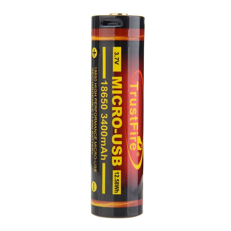 TrustFire 18650 3400mAh 3.7V Micro USB Wiederaufladbare Li-Ion-Batterie