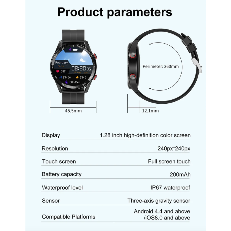 HW20 EKG+PPG Bluetooth-Anruf-Smartwatch