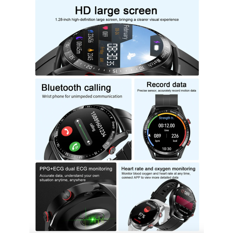 HW20 EKG+PPG Bluetooth-Anruf-Smartwatch