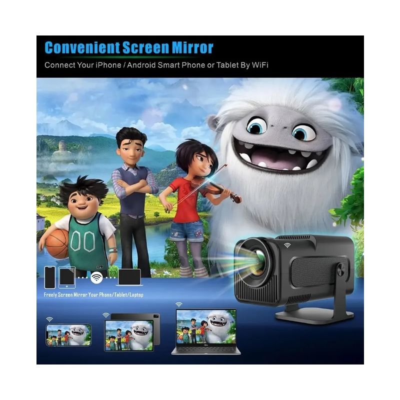 HY320 Android 11 390ANSI Projektor 4K Native 1080P Dual Wifi6 BT5.0 Kino Outdoor Tragbarer Projektor