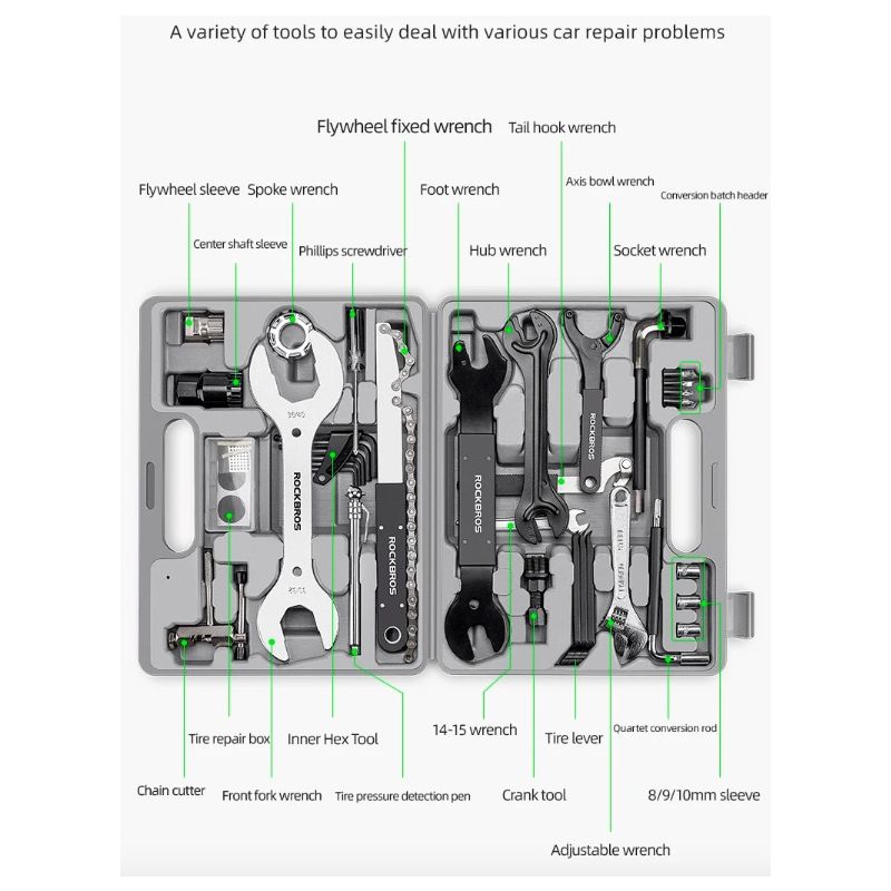 ROCKBROS Fahrrad-Reparaturwerkzeug-Set, professionelles Fahrrad-Reparaturwerkzeug, multifunktionales Fahrrad-Reparaturwerkzeug-Set, Fahrrad-Fix-Sets