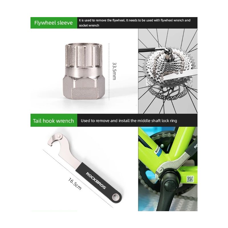 ROCKBROS Fahrrad-Reparaturwerkzeug-Set, professionelles Fahrrad-Reparaturwerkzeug, multifunktionales Fahrrad-Reparaturwerkzeug-Set, Fahrrad-Fix-Sets