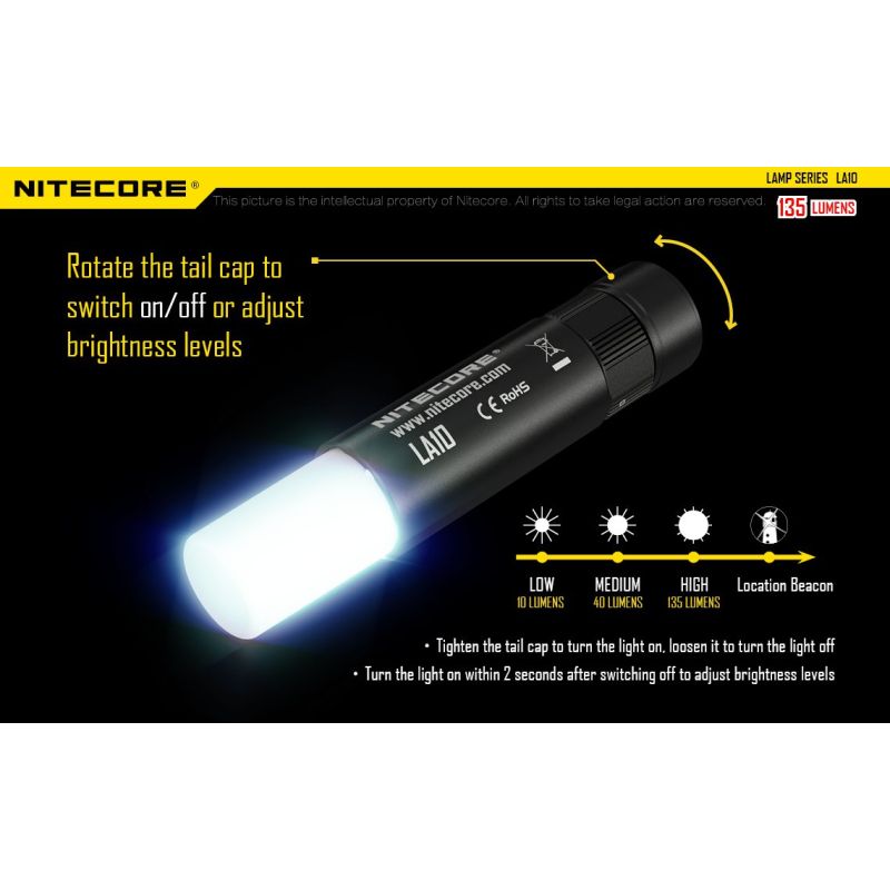 Nitecore la10 135 Lumen Mini EDC Camping Nichia XP-G2 S3 LED-Taschenlampe