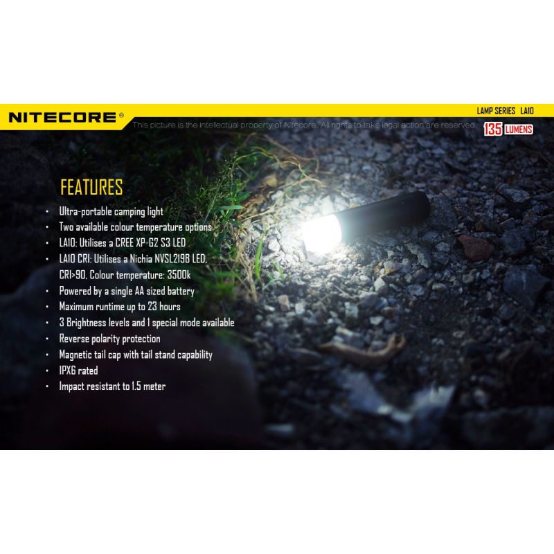 Nitecore la10 135 Lumen Mini EDC Camping Nichia XP-G2 S3 LED-Taschenlampe