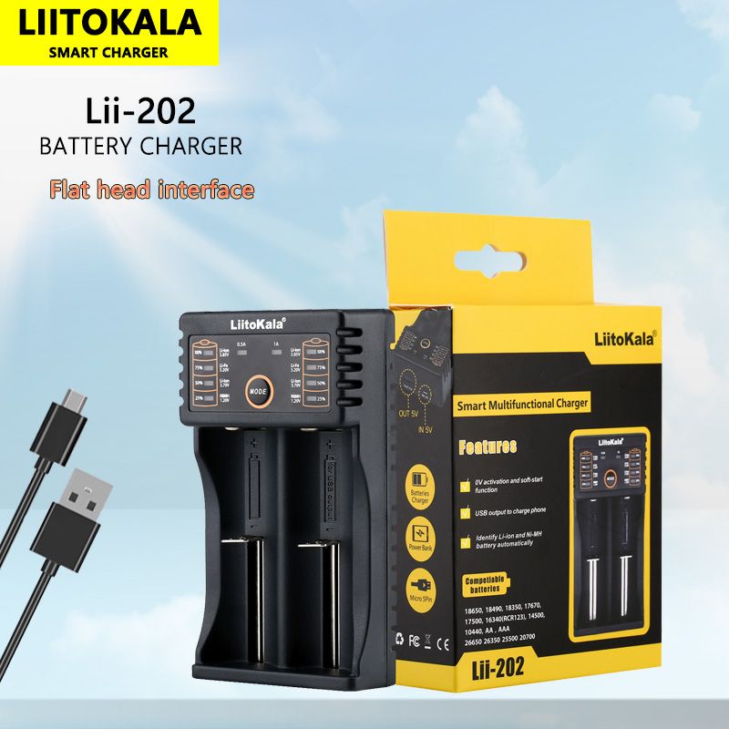 Liitokala Lii-202 3,7 V 18650 26650 16340 21700 14500 NiMH Lithium-Batterie Smart Ladegerät