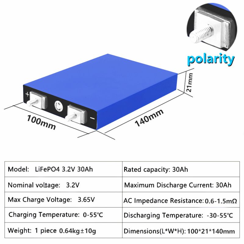 LiitoKala 3,2 V 30 Ah Lifepo4 Akku 4S 12,8 V Akku Lithium-Eisen-Phosphat-Akku, Solar-Motorrad-Elektrofahrzeug