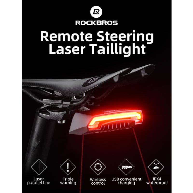 ROCKBROS LKWD-R1 Fahrradlicht Smart USB LED Drahtlose Fernbedienung Fahrradrücklicht MTB Straße Laser Blinker Fahrradlampe Rücklicht