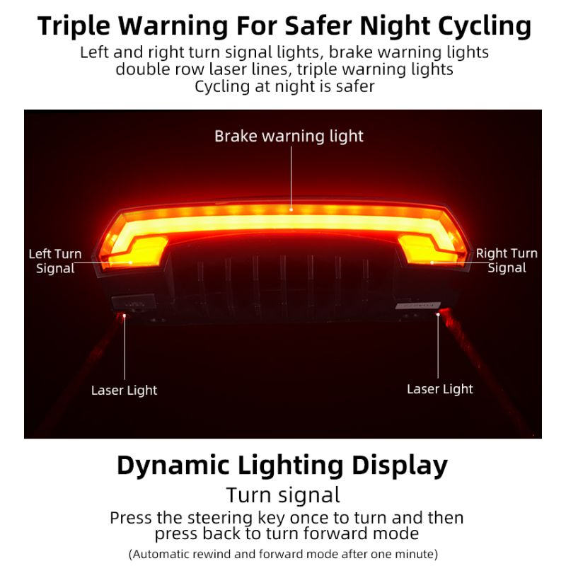 ROCKBROS LKWD-R1 Fahrradlicht Smart USB LED Drahtlose Fernbedienung Fahrradrücklicht MTB Straße Laser Blinker Fahrradlampe Rücklicht