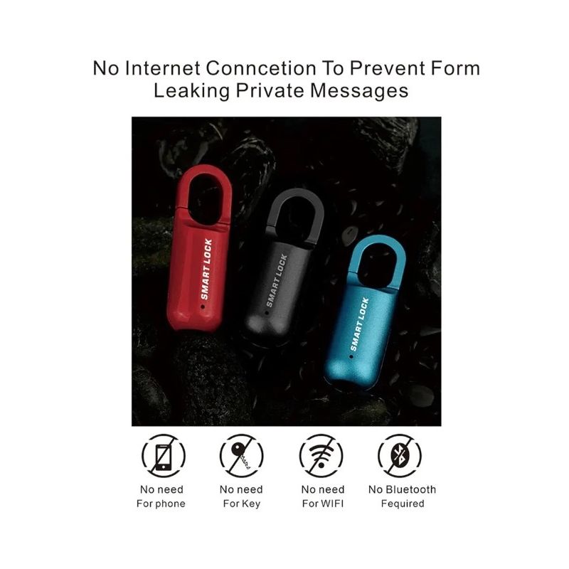 Mini-Fingerabdruck-Vorhängeschloss, USB-schlüsselloses Gepäckschloss, elektronisches Schloss, intelligentes biometrisches Fingerabdruck-Türschloss, schnelles Entsperren für unterwegs