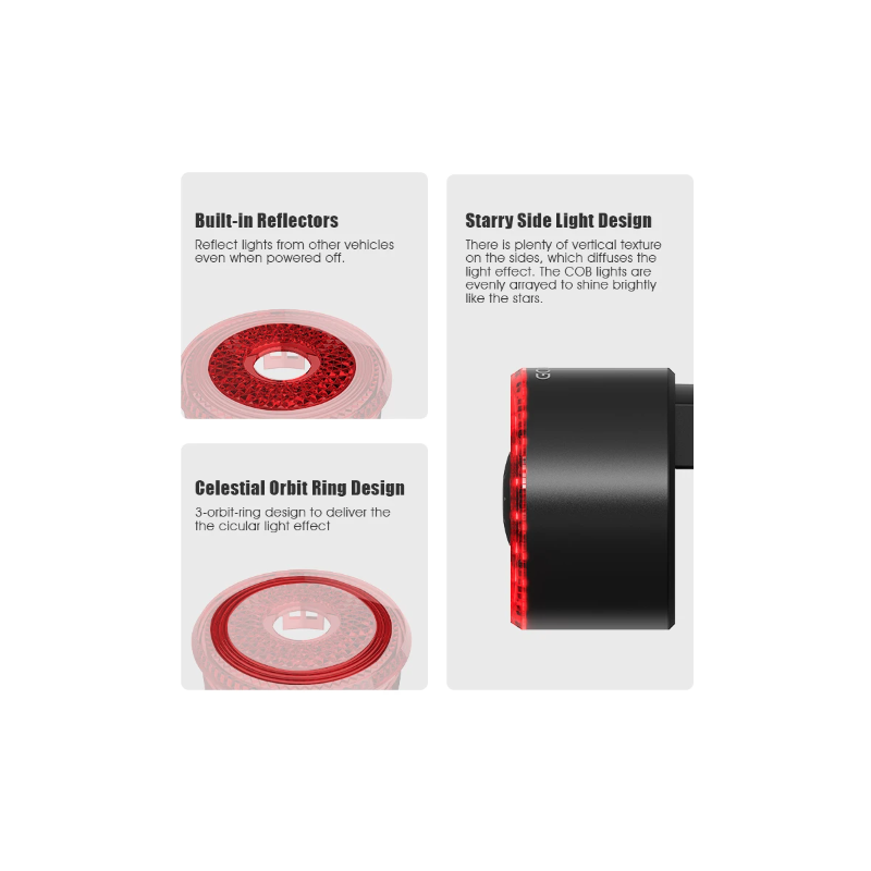 Gaciron Fahrradrücklichter, LOOP-100 Hochhelles Fahrradrücklicht mit Bremssensor, magnetisches Fahrradsattelrücklicht aus Aluminiumlegierung