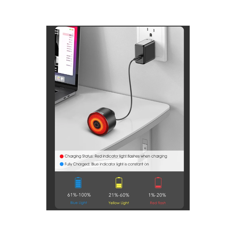 Gaciron Fahrradrücklichter, LOOP-100 Hochhelles Fahrradrücklicht mit Bremssensor, magnetisches Fahrradsattelrücklicht aus Aluminiumlegierung