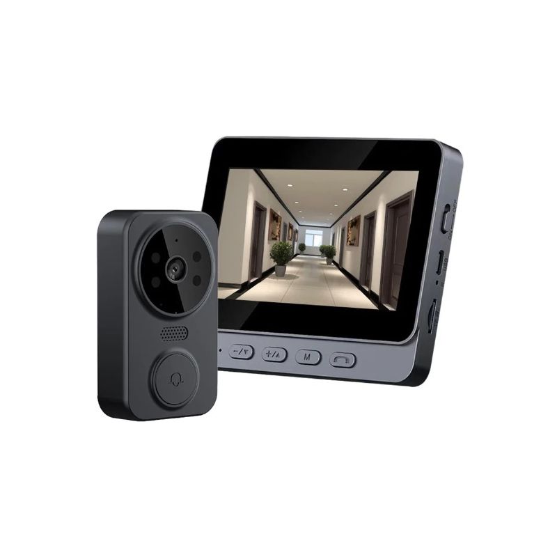 M12 Kabellose Video-Türklingel, Video-Gegensprechanlage, WIFI-Türklingel, IR-Nachtsicht, Gucklochkamera, 4,3-Zoll-IPS-Bildschirm, visuelle Türklingel