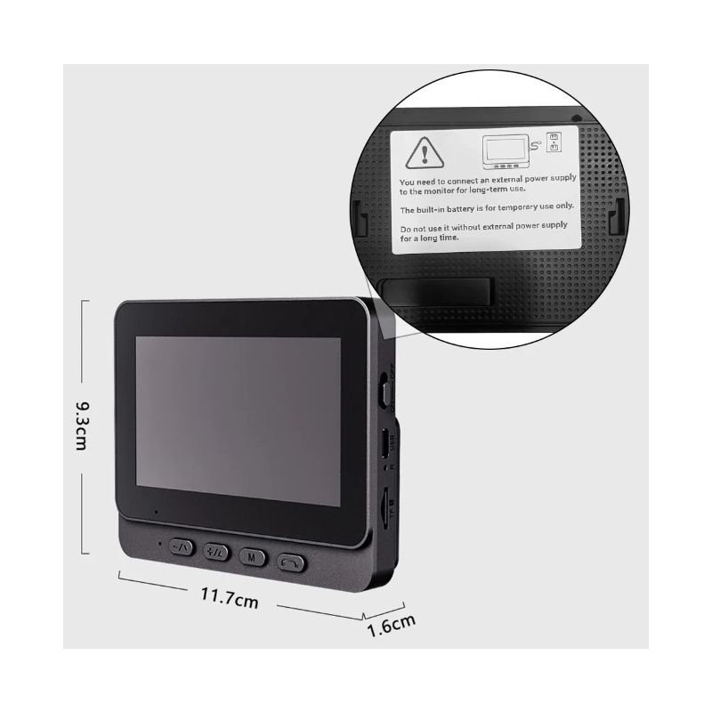 M12 Kabellose Video-Türklingel, Video-Gegensprechanlage, WIFI-Türklingel, IR-Nachtsicht, Gucklochkamera, 4,3-Zoll-IPS-Bildschirm, visuelle Türklingel