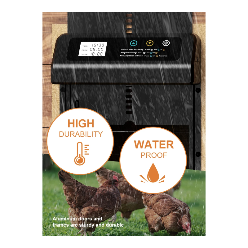 Automatischer Hühnerstall-Türöffner: Elektrische Hühnertür mit Timer für Hühnerställe, Hühnerstall-Zubehör aus Aluminium