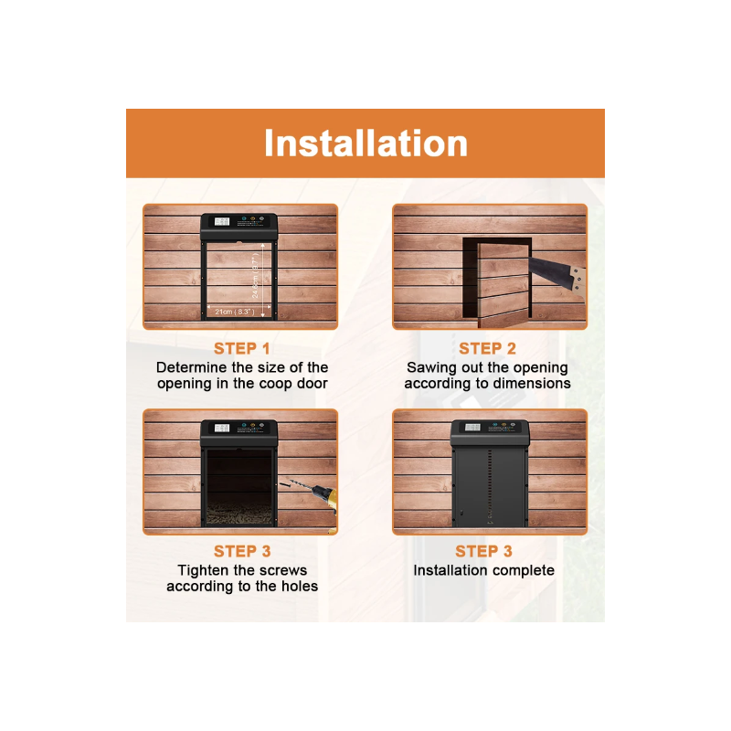 Automatischer Hühnerstall-Türöffner: Elektrische Hühnertür mit Timer für Hühnerställe, Hühnerstall-Zubehör aus Aluminium