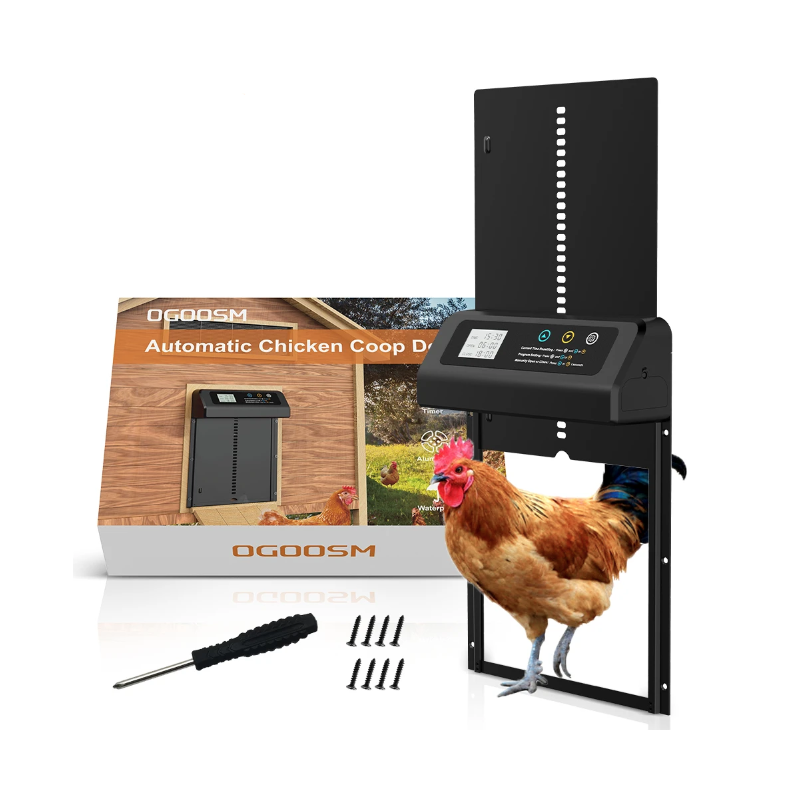 Automatischer Hühnerstall-Türöffner: Elektrische Hühnertür mit Timer für Hühnerställe, Hühnerstall-Zubehör aus Aluminium