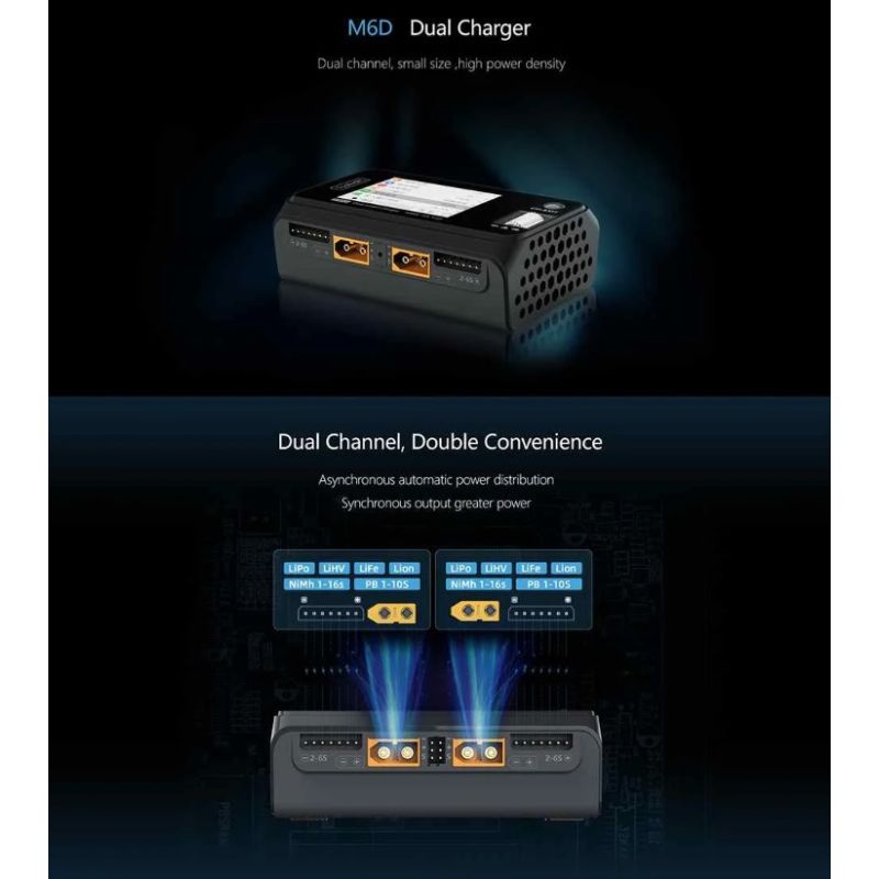 ToolkitRC M6D 500 W 15 A DC Zweikanal MINI Smart Ladegerät Entlader