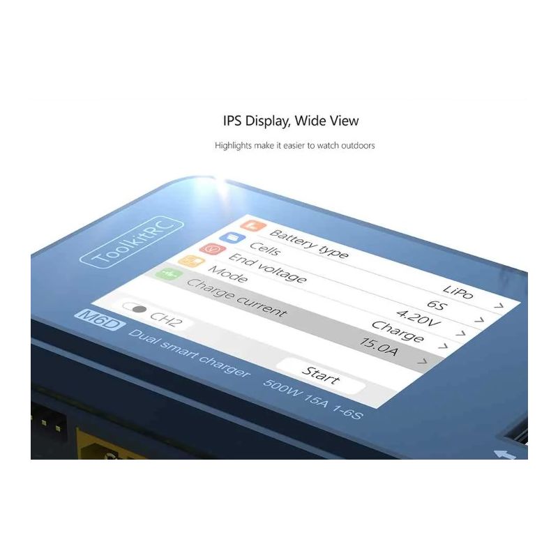 ToolkitRC M6D 500 W 15 A DC Zweikanal MINI Smart Ladegerät Entlader