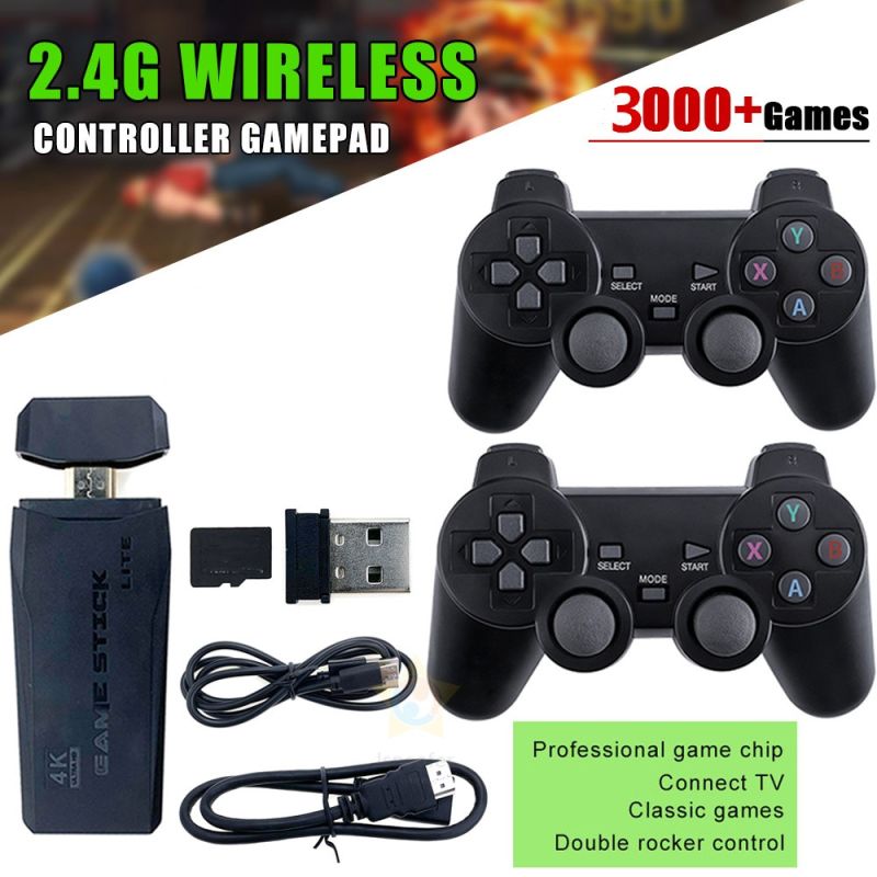 Videospielkonsole 2,4 G Double Wireless Controller Game Stick 4K 10000 Spiele 64 32 GB Retro-Spiele für PS1/GBA Boy Weihnachtsgeschenk