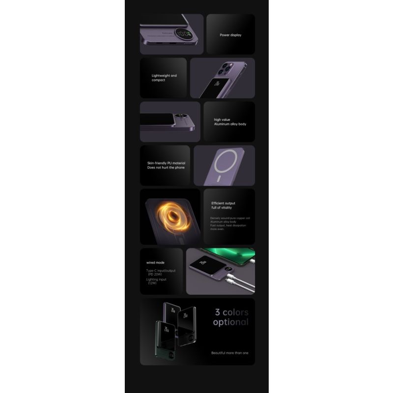 Magnetic Wireless Power Bank für Iphone 12 13 Pro Max 10000 mAh Magsafe Powerbank Induktion Schnellladegerät Externer Akku