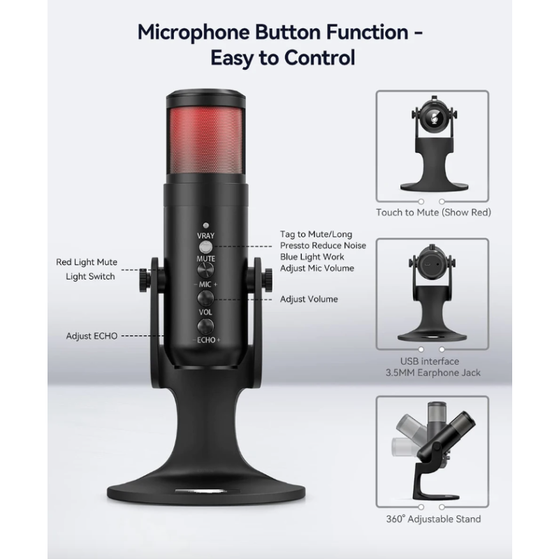 MU900PRO RGB USB-Mikrofon Professionelle Kondensatormikrofone