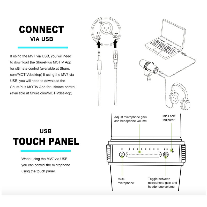 MV7 Professionelles dynamisches Podcast-Mikrofon Smartphone-Computer Live-Kabelmikrofon für Podcasting-Aufnahmen Live-Streaming