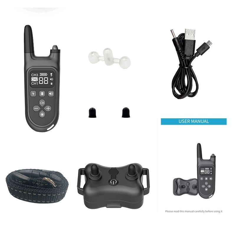 2021 Neue 800m Electric Hunde-Trainingskragen PET-Fernbedienung wasserdicht wiederaufladbar mit LCD-Anzeige für alle Größen-Schock-Schwingungsklang