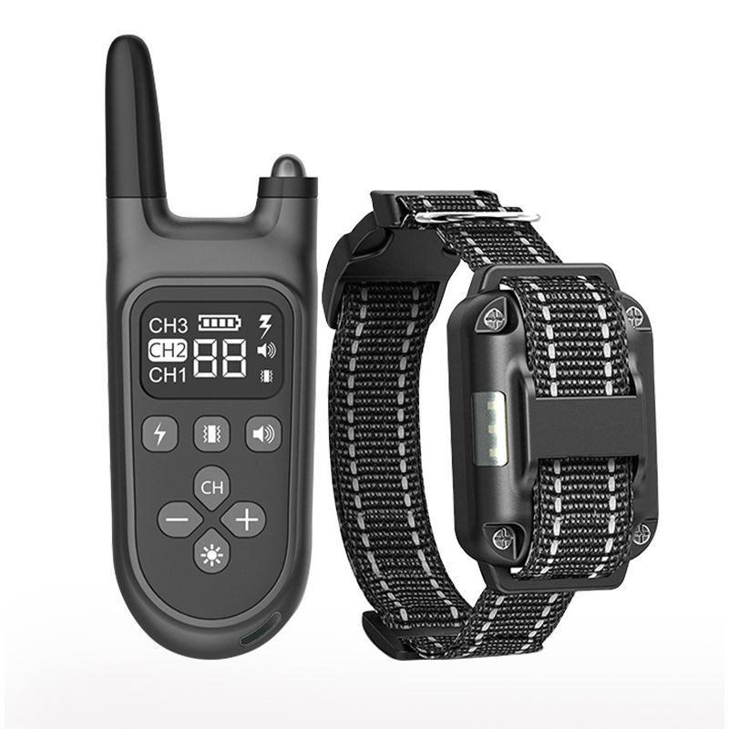 2021 Neue 800m Electric Hunde-Trainingskragen PET-Fernbedienung wasserdicht wiederaufladbar mit LCD-Anzeige für alle Größen-Schock-Schwingungsklang