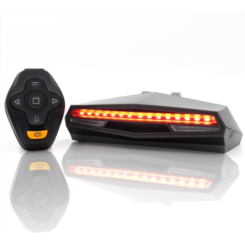 C1 Rechargeable Bike Tail Light LED - Remote Control, Turning Lights, Ground Lane Alert, Easy Installation for Cycling Safety Warning Light