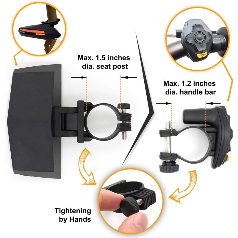 C1 Rechargeable Bike Tail Light LED - Remote Control, Turning Lights, Ground Lane Alert, Easy Installation for Cycling Safety Warning Light