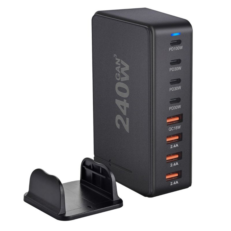 240-W-Desktop-GaN-Ladegerät 8-Port-USB-Typ-C-PD-Ladegerät Schnellladung 3.0 USB-Typ-C-Schnellladegerät Mobiles USB-Ladegerät