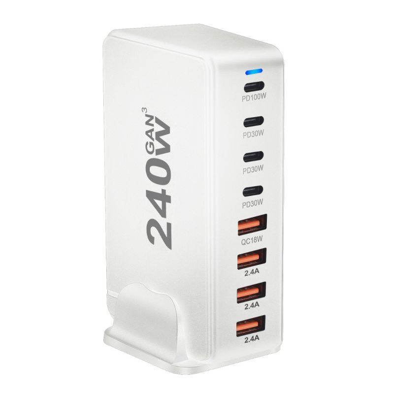 240-W-Desktop-GaN-Ladegerät 8-Port-USB-Typ-C-PD-Ladegerät Schnellladung 3.0 USB-Typ-C-Schnellladegerät Mobiles USB-Ladegerät